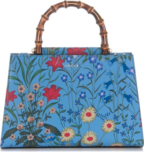 Gucci Flora Azure Medium Floral Handbag Italy Bag 